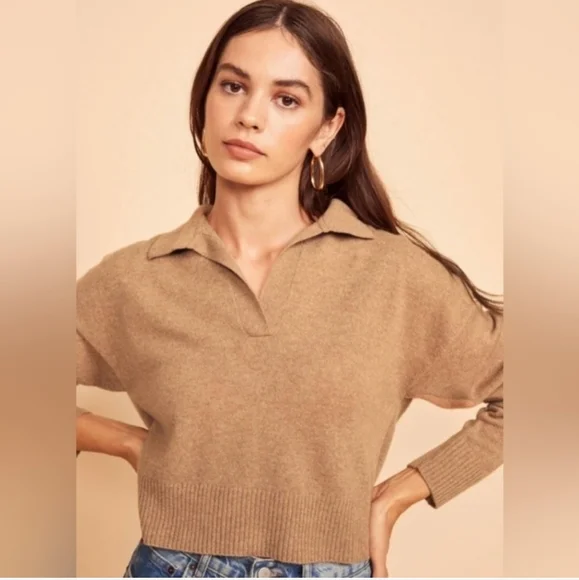 REFORMATION Cashmere Polo Size XS Camel As Seen On Taylor Swift… - Picture 9 of 16